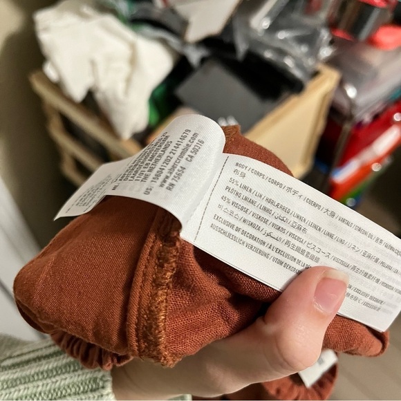 Abercrombie & Fitch Rust Brown Linen Blend Pull On Pants Small G2 - Picture 4 of 8